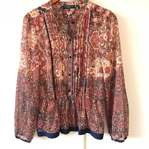 ANTHRO Sanctuary Pleated long sleeve brown boho - Picture 4 of 8